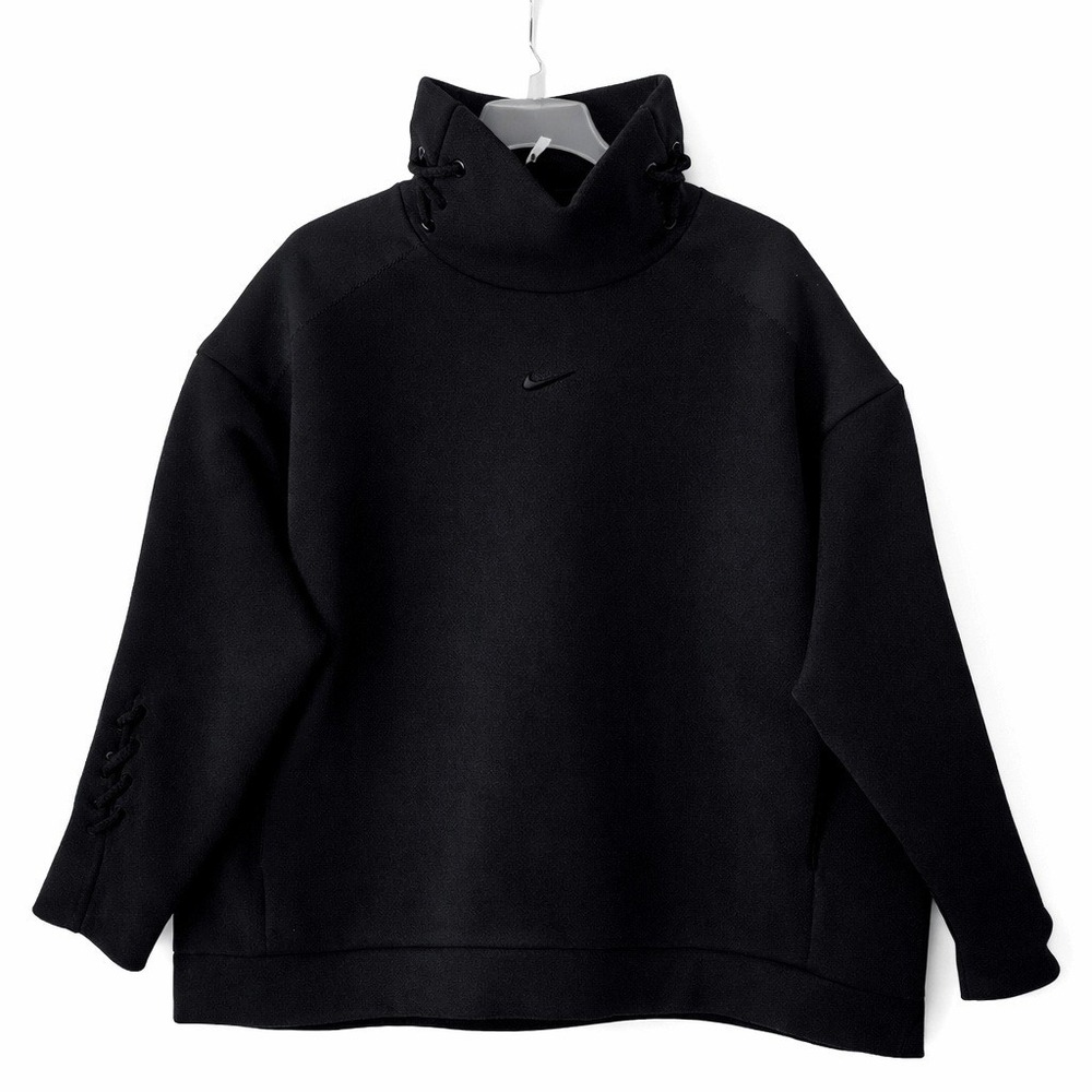 Nike Dri Fit Black‎ Lace Up Cuff & Funnel Neck Pullover Sweatshirt XXL